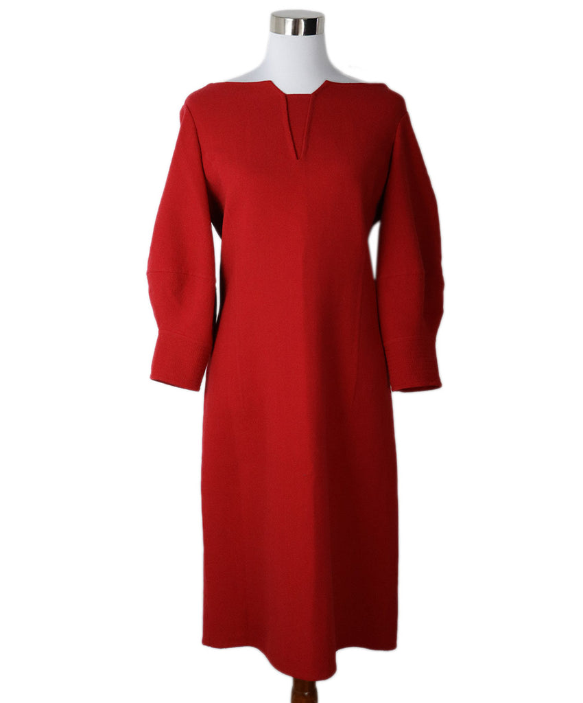 Oscar De La Renta Red Wool Dress 