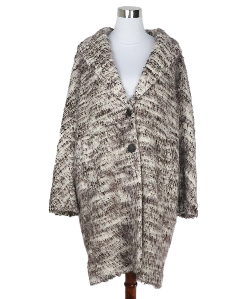 Peserico Brown & White Alpaca Coat 