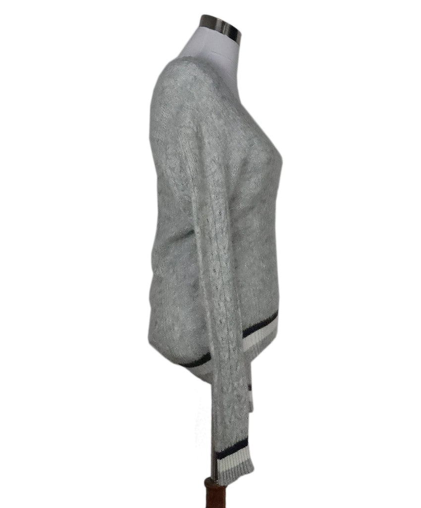 Peserico Grey & White Lurex Sweater 1