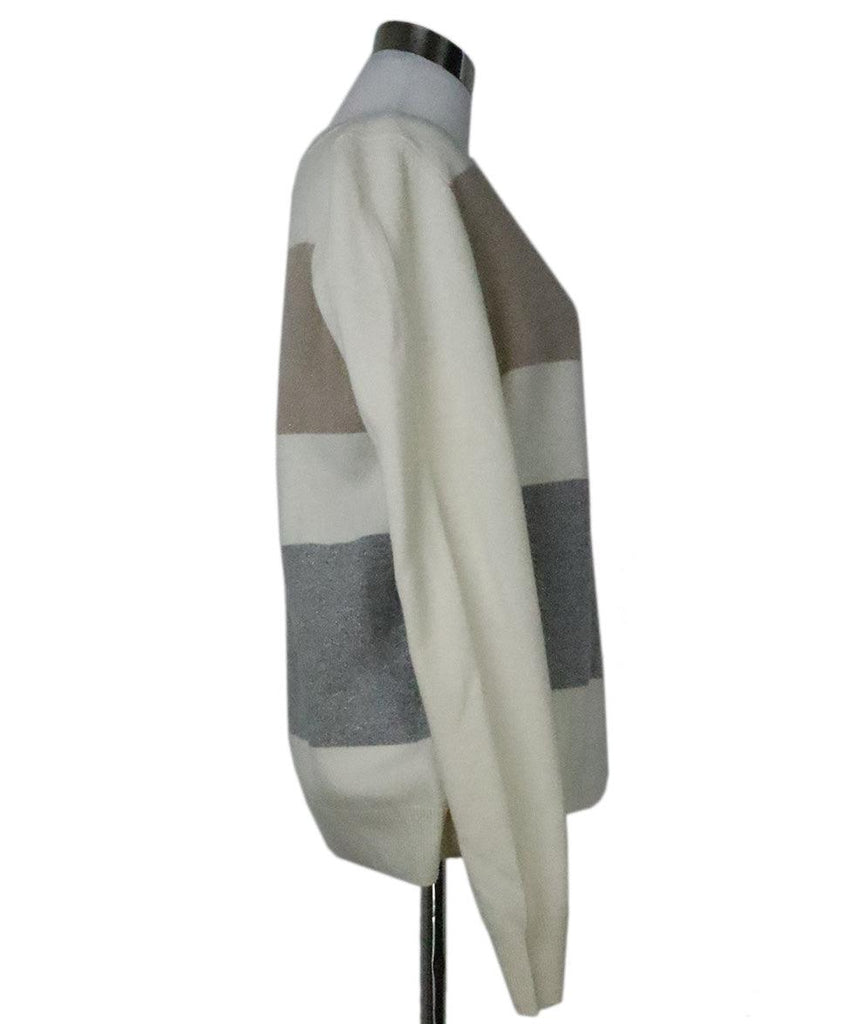 Peserico Ivory & Grey Cashmere Sweater 1