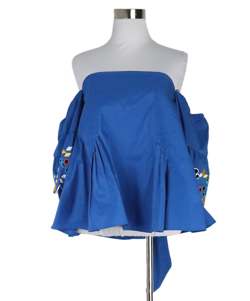 Peter Pilotto Blue Embroidered Taffeta Top 