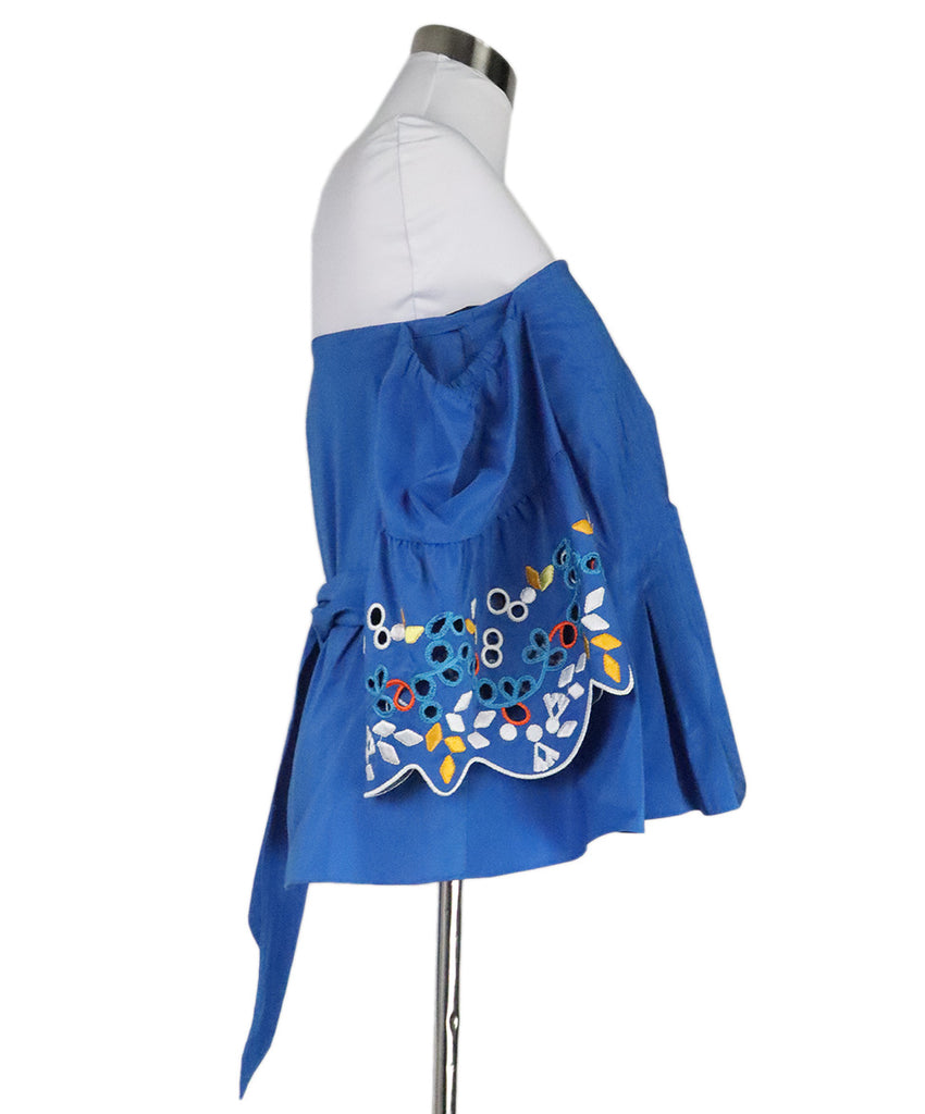 Peter Pilotto Blue Embroidered Taffeta Top 1