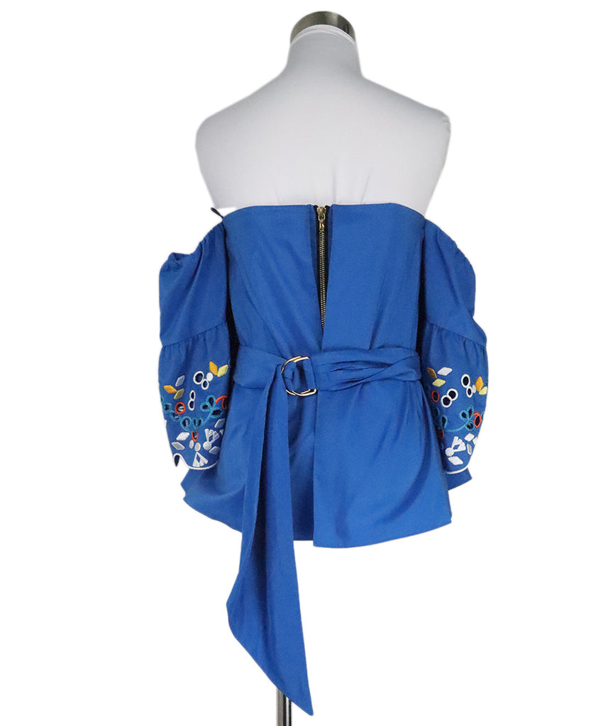 Peter Pilotto Blue Embroidered Taffeta Top 2