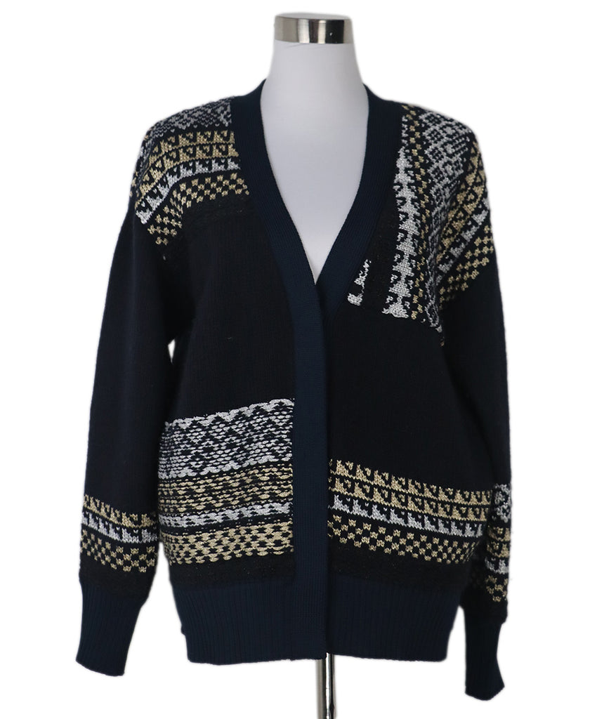 Phillip Lim Navy & Gold Knit Cardigan 