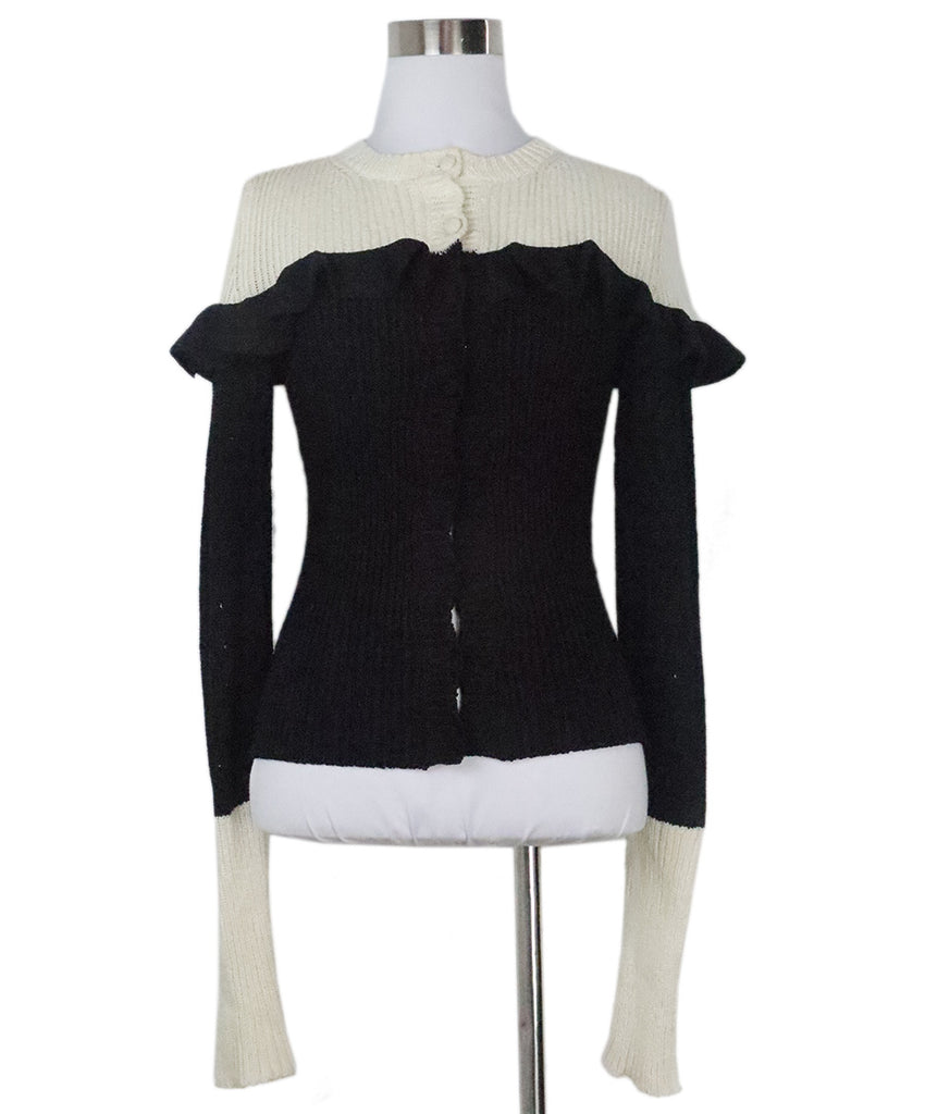 Philosophy Black & Cream Ruffle Trim Cardigan 