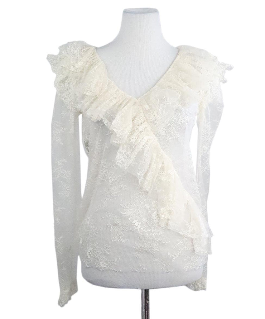 Philosophy White Lace Ruffle Blouse sz 4 - Michael's Consignment NYC