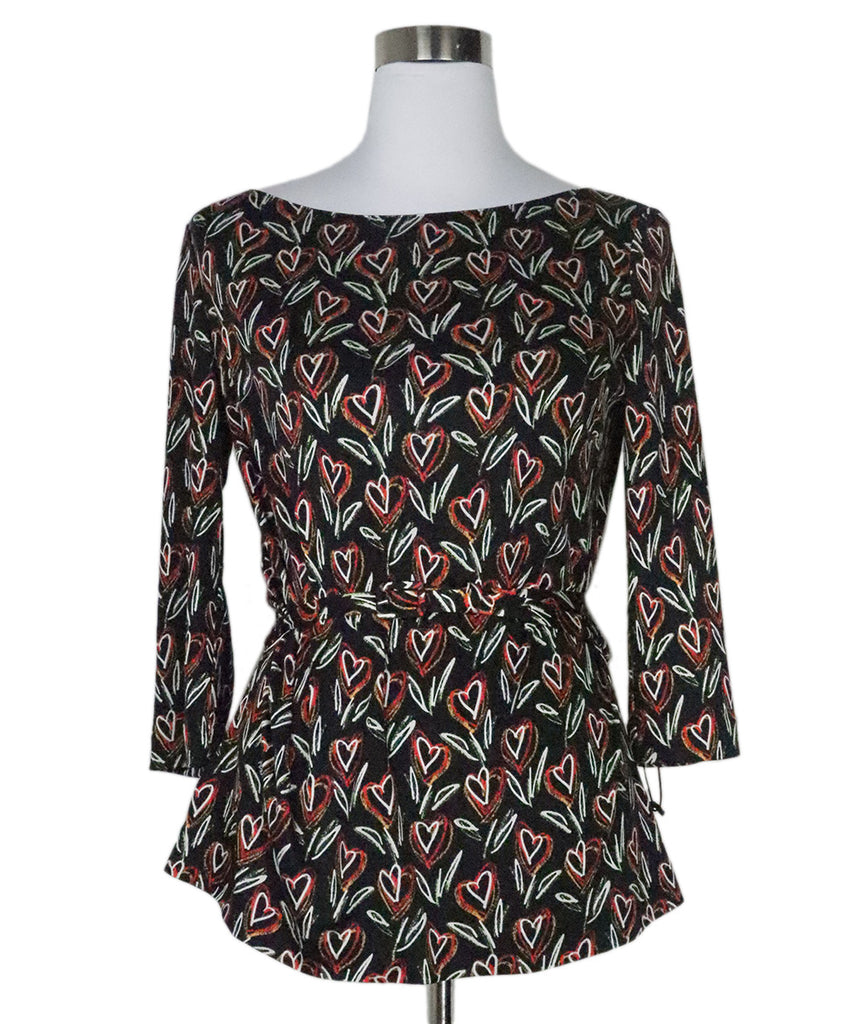 Prada Black Heart Print Top 