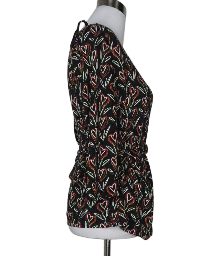 Prada Black Heart Print Top 1