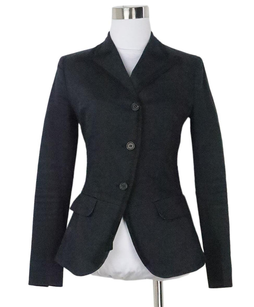 Prada Navy & Black Cotton Blazer 