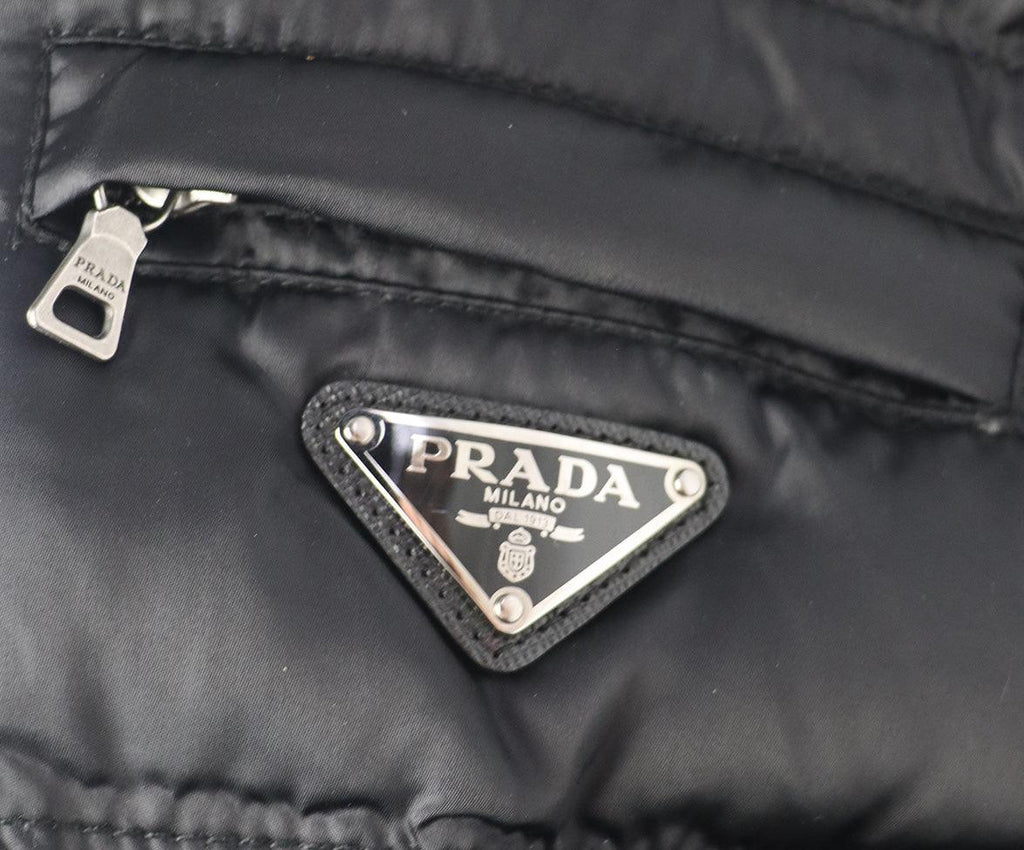 Prada Black Nylon Fox Collar Coat 3