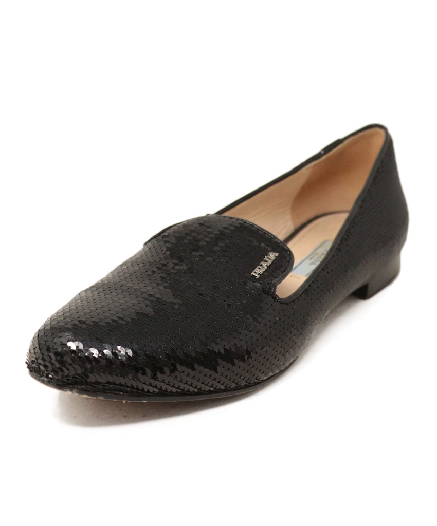 Prada Black Sequin Flats 