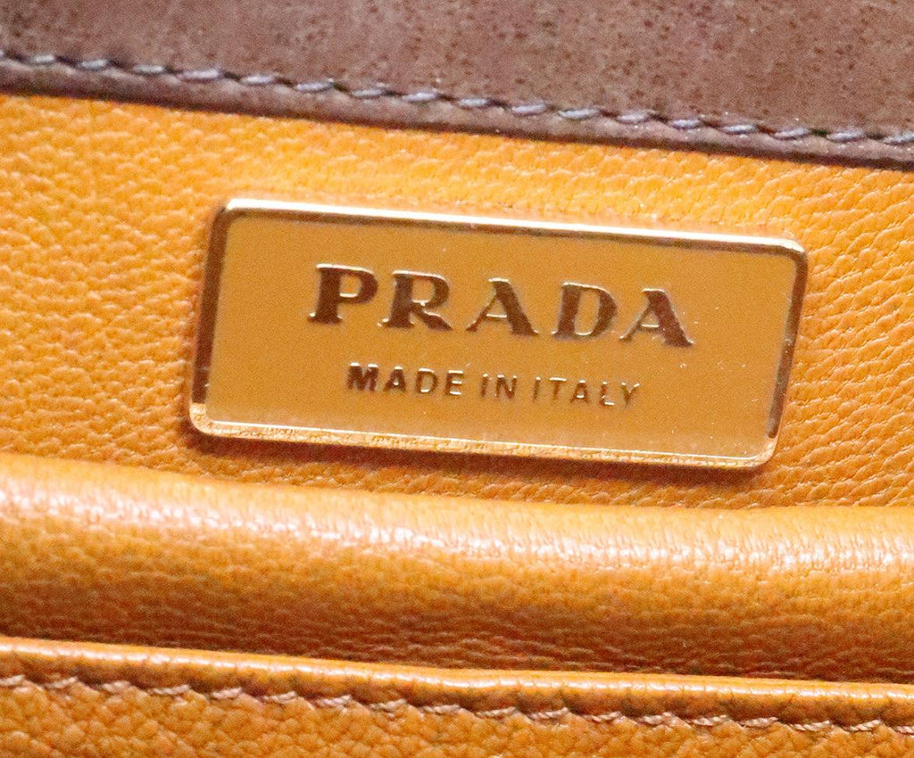 Prada Brown Suede Embroidered Satchel 6