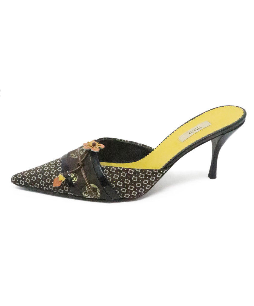 Prada Brown Print Heeled Mules 1