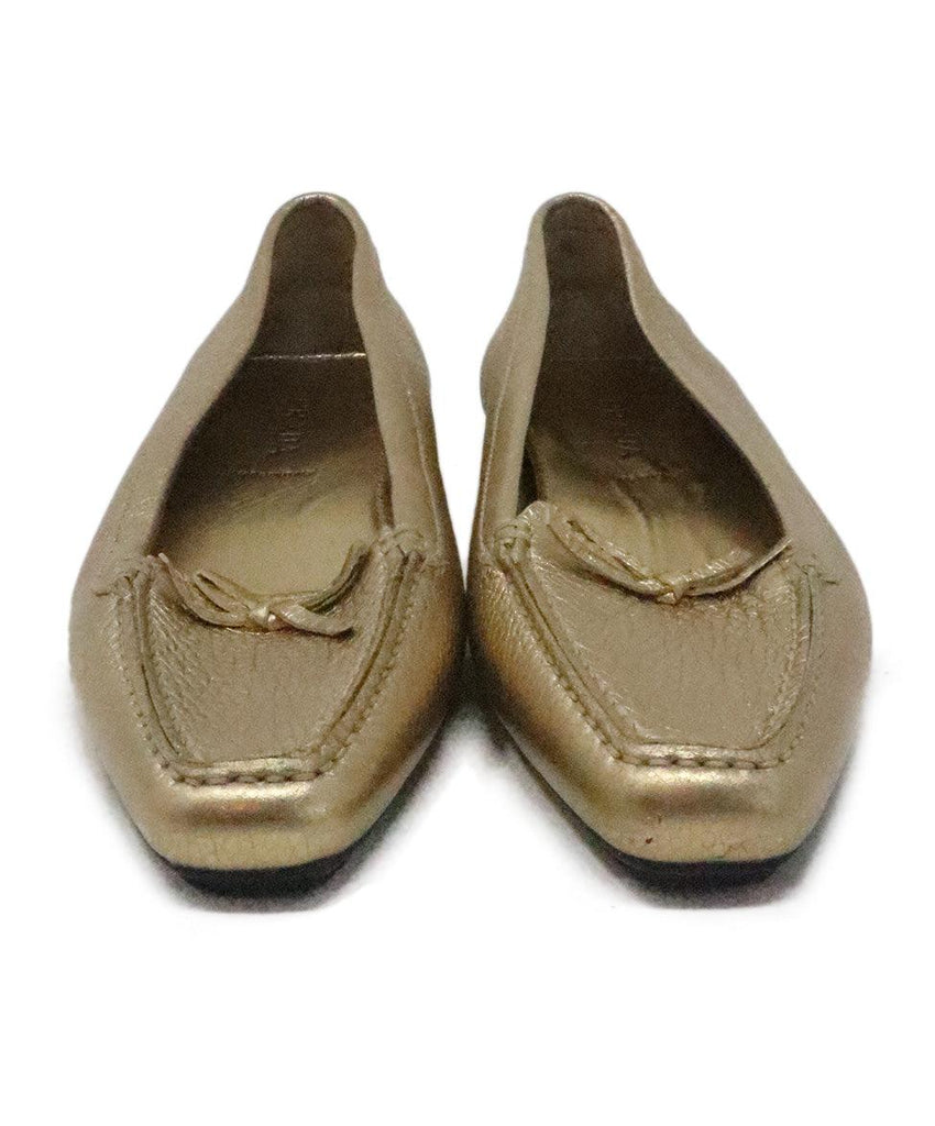 Prada Metallic Gold Leather Loafers 3