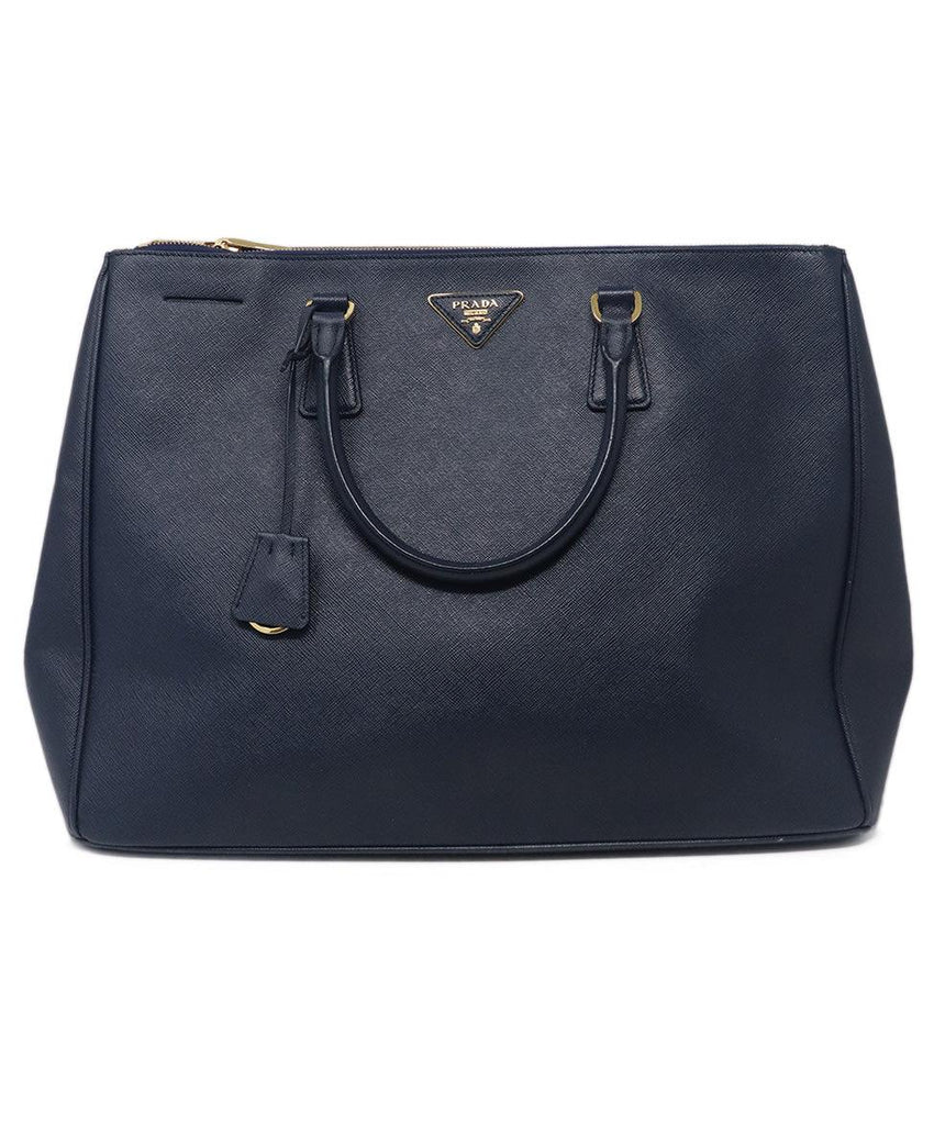 Prada Navy Blue Leather Large Tote 