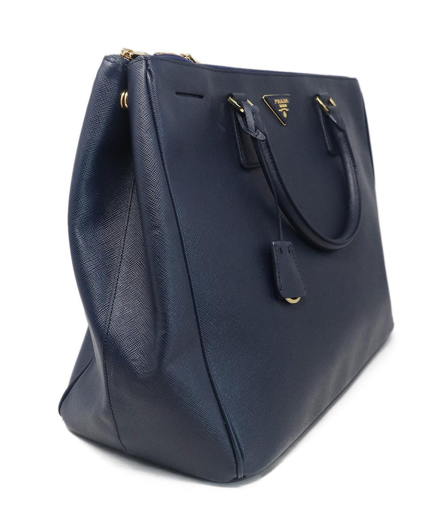 Prada Navy Blue Leather Large Tote 1