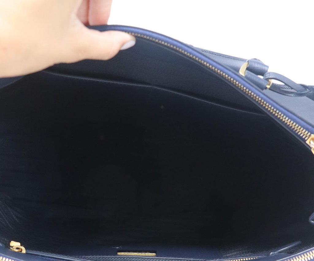 Prada Navy Blue Leather Large Tote 5