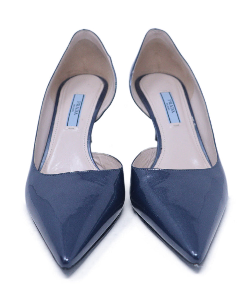 Prada Metallic Navy Patent Leather Heels 3