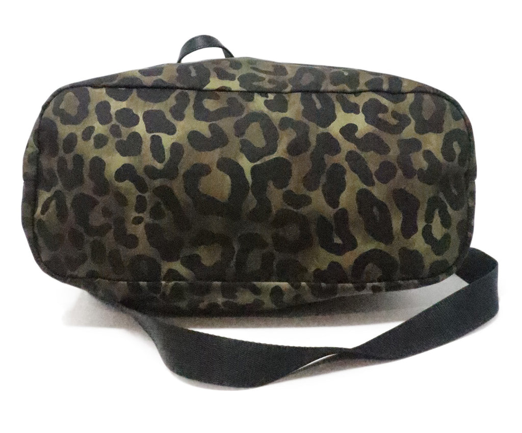 Prada Olive Green Leopard Print Tote 3