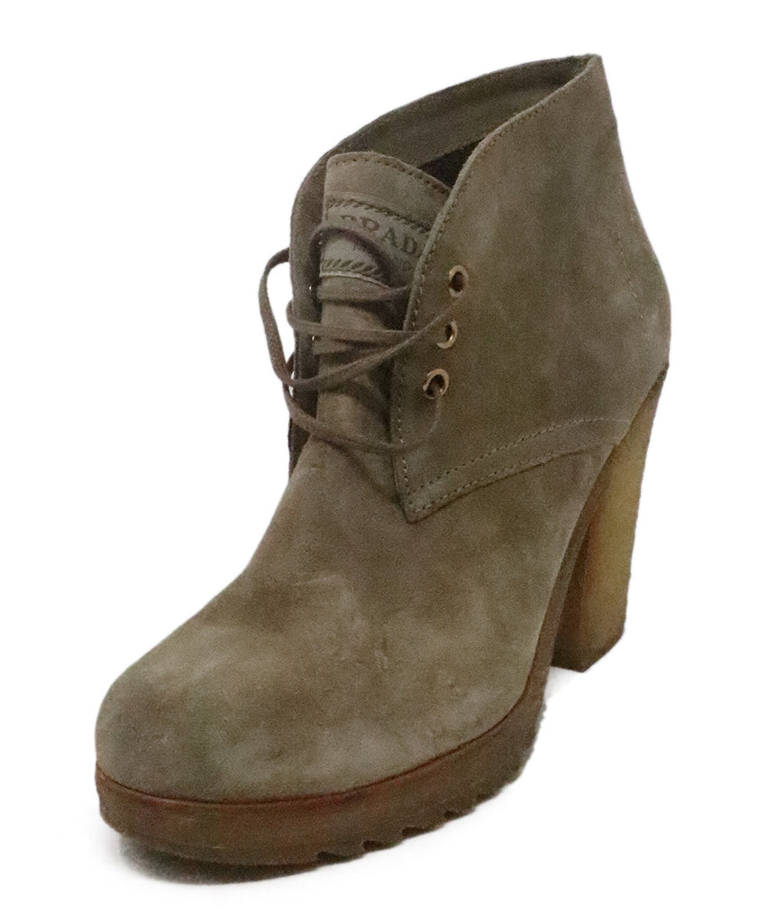 Prada Sport Taupe Suede Lace Up Booties 