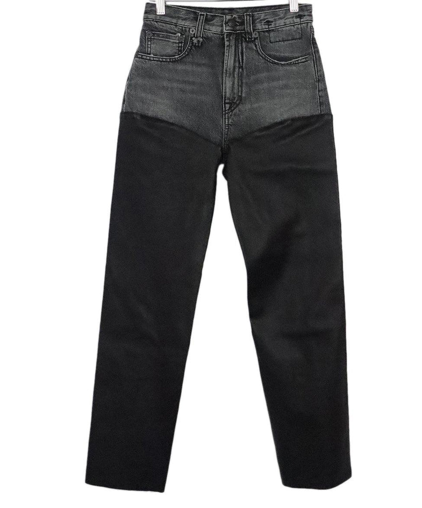 R13 Black Denim & Leather Pants sz 0 - Michael's Consignment NYC