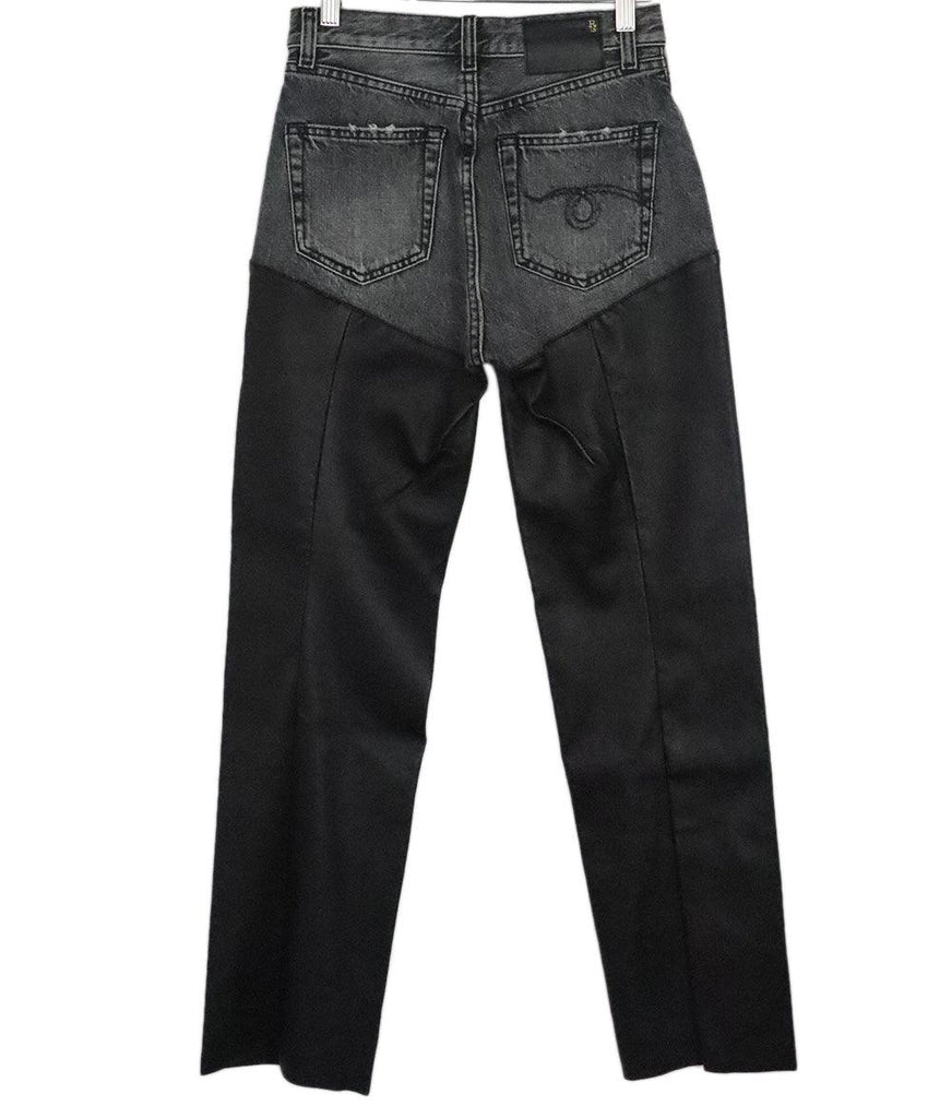 R13 Black Denim & Leather Pants sz 0 - Michael's Consignment NYC