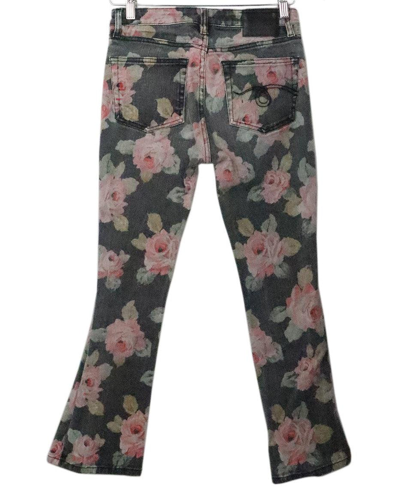 R13 Black & Pink Floral Jeans 1