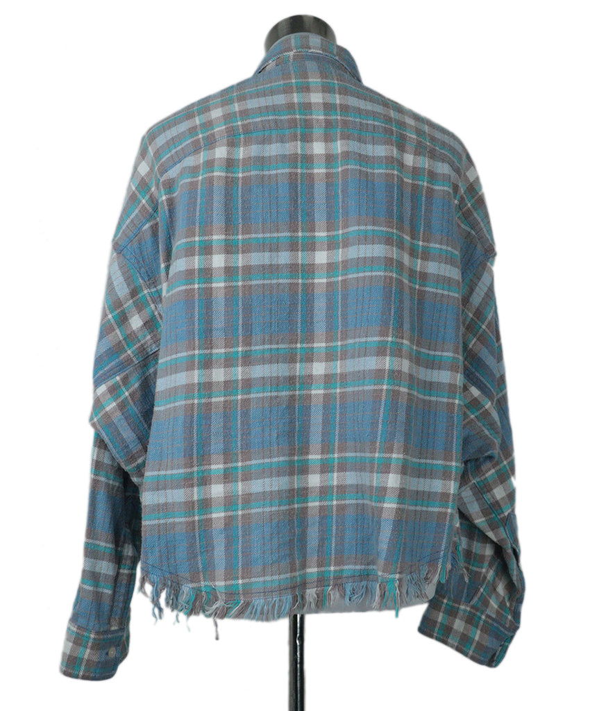 R13 Turquoise Plaid Flannel Shirt 2