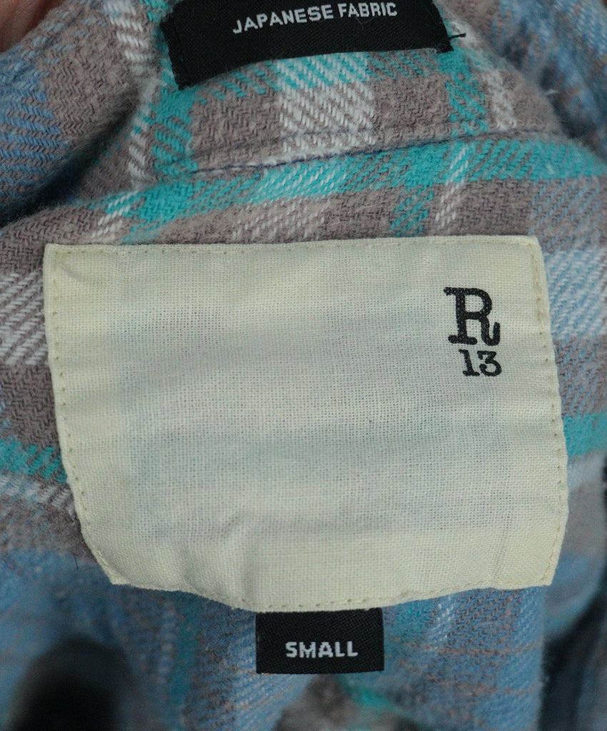 R13 Turquoise Plaid Flannel Shirt 3