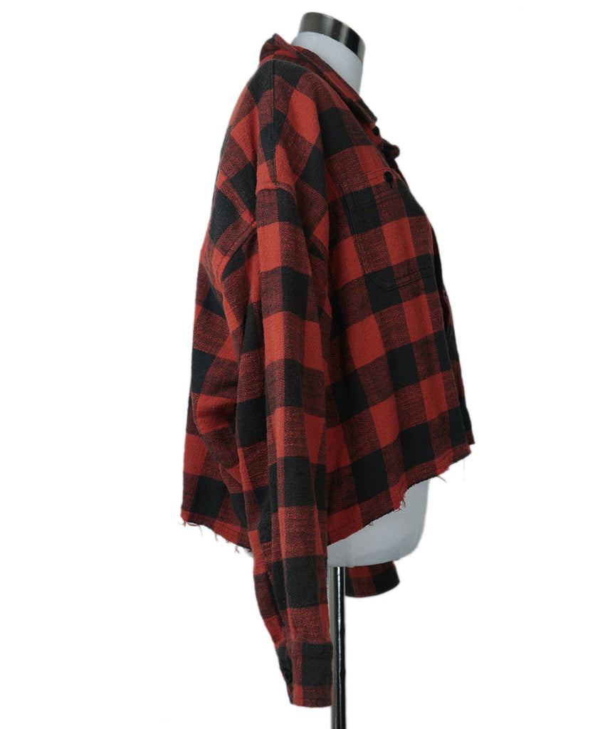 R13 Red & Black Plaid Flannel Shirt 1