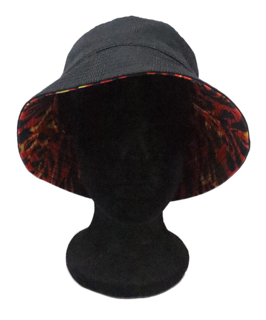 R13 Black Plaid & Orange Flame Reversible Bucket Hat 1