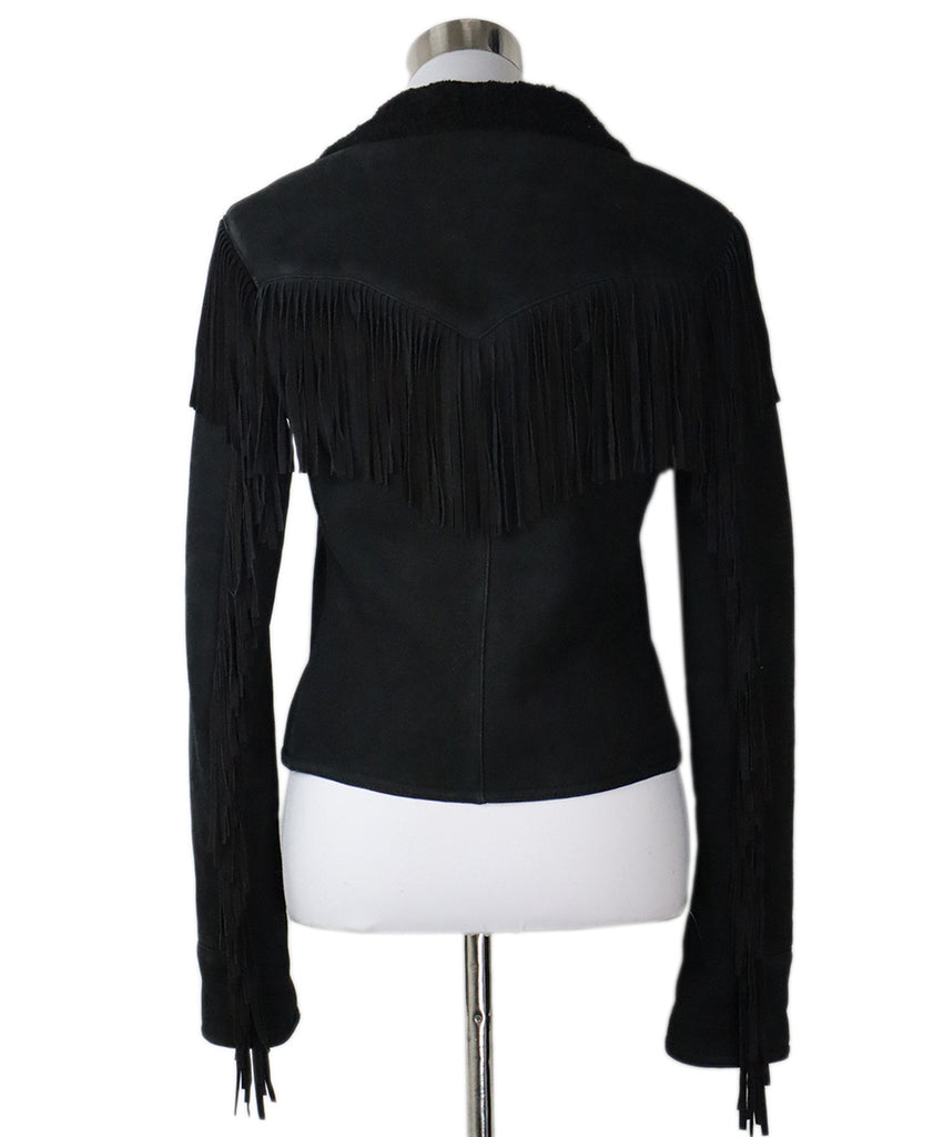 Ralph Lauren Black Fringe Shearling Jacket 2