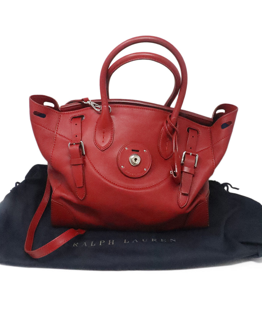 Ralph Lauren Red Leather Satchel 5