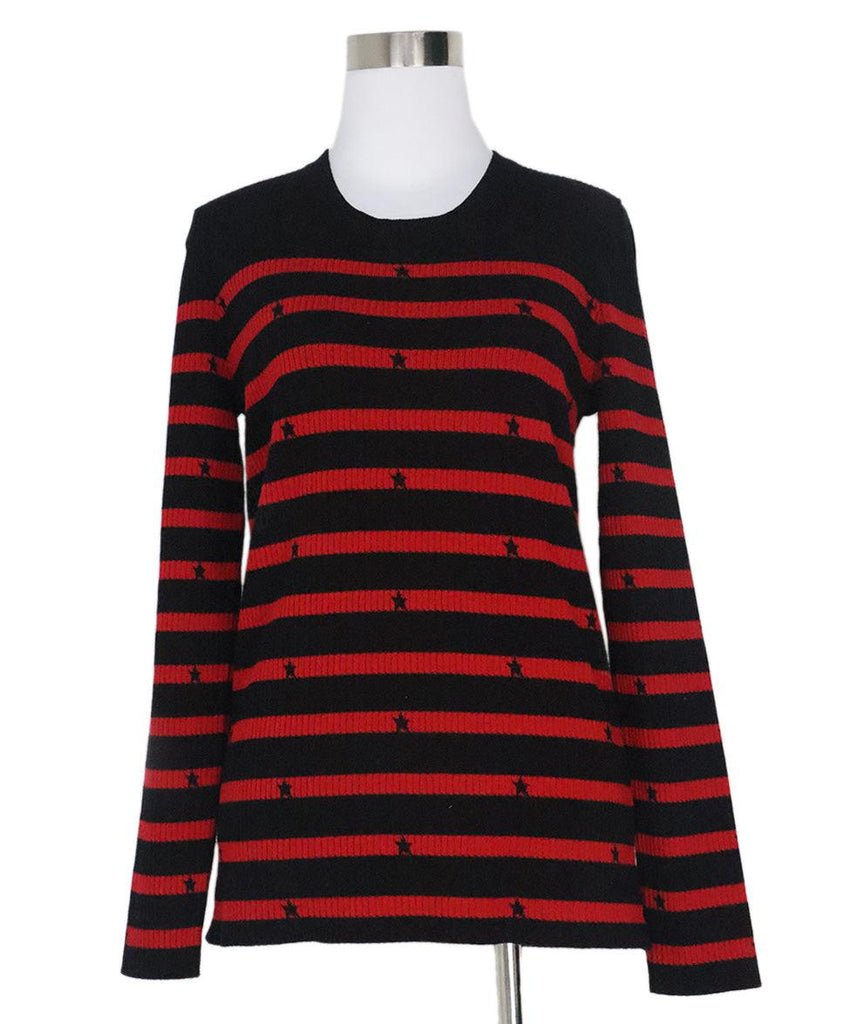 Red Valentino Red & Black Striped Star Sweater sz 6 - Michael's Consignment NYC