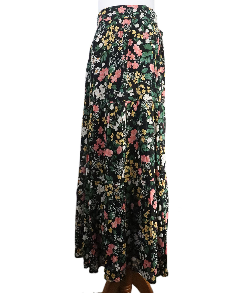 Reformation Black Floral Print Skirt 1