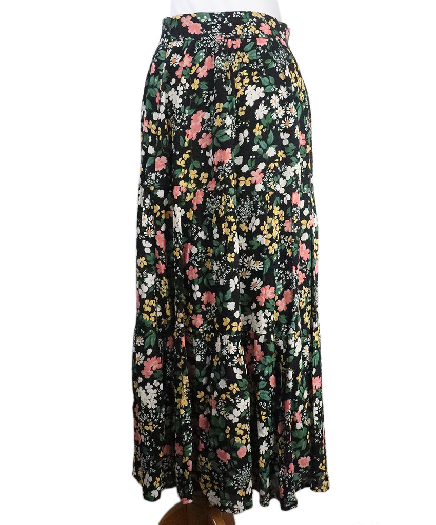 Reformation Black Floral Print Skirt 2