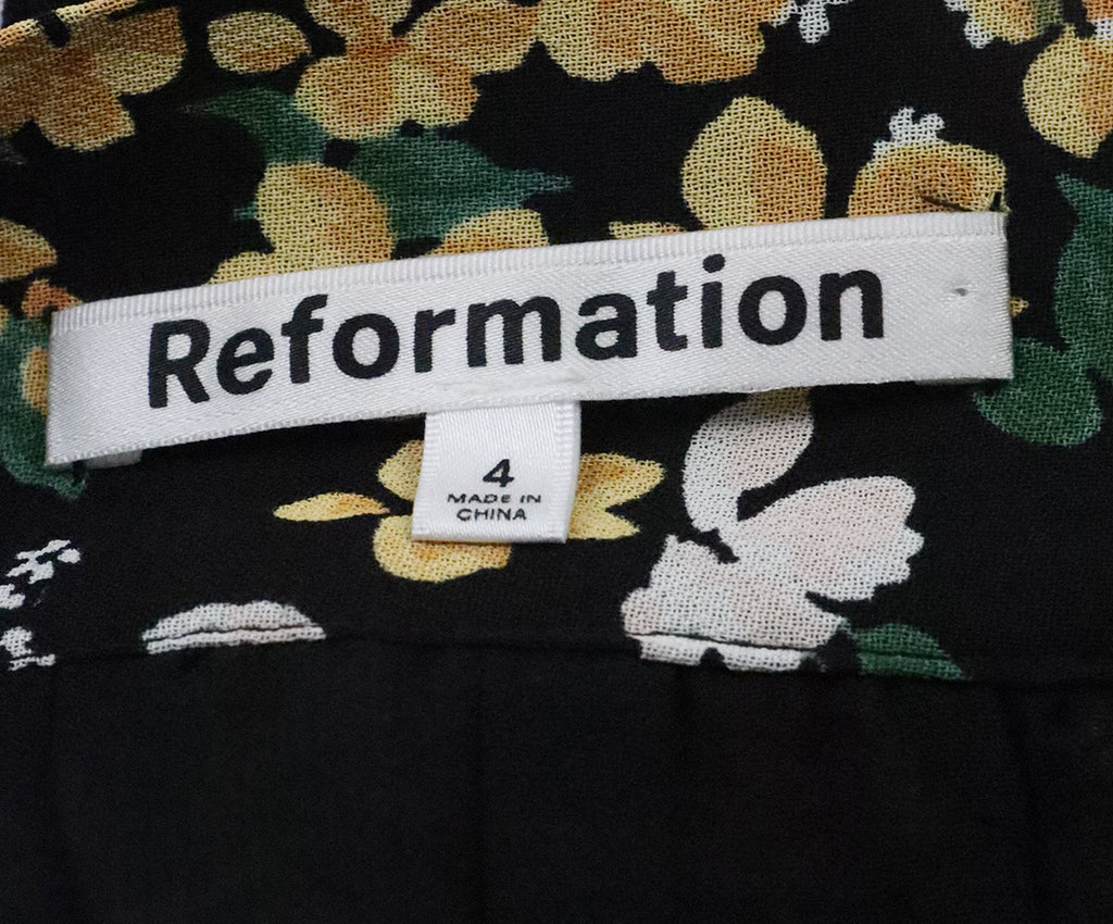 Reformation Black Floral Print Skirt 3