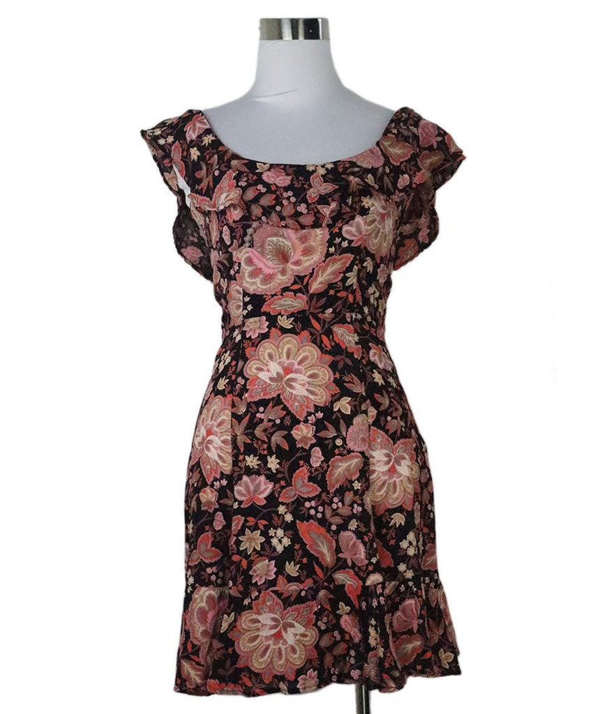 Reformation Black & Pink Floral Print Dress 