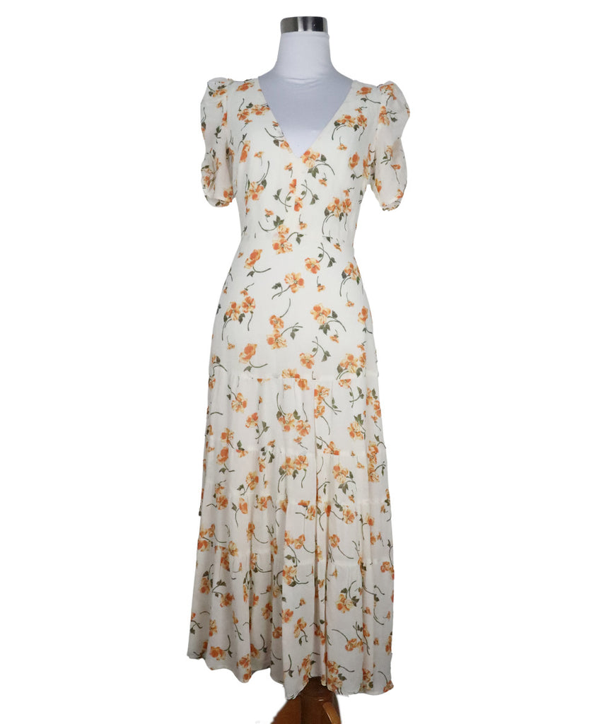 Reformation White & Orange Floral Print Dress 