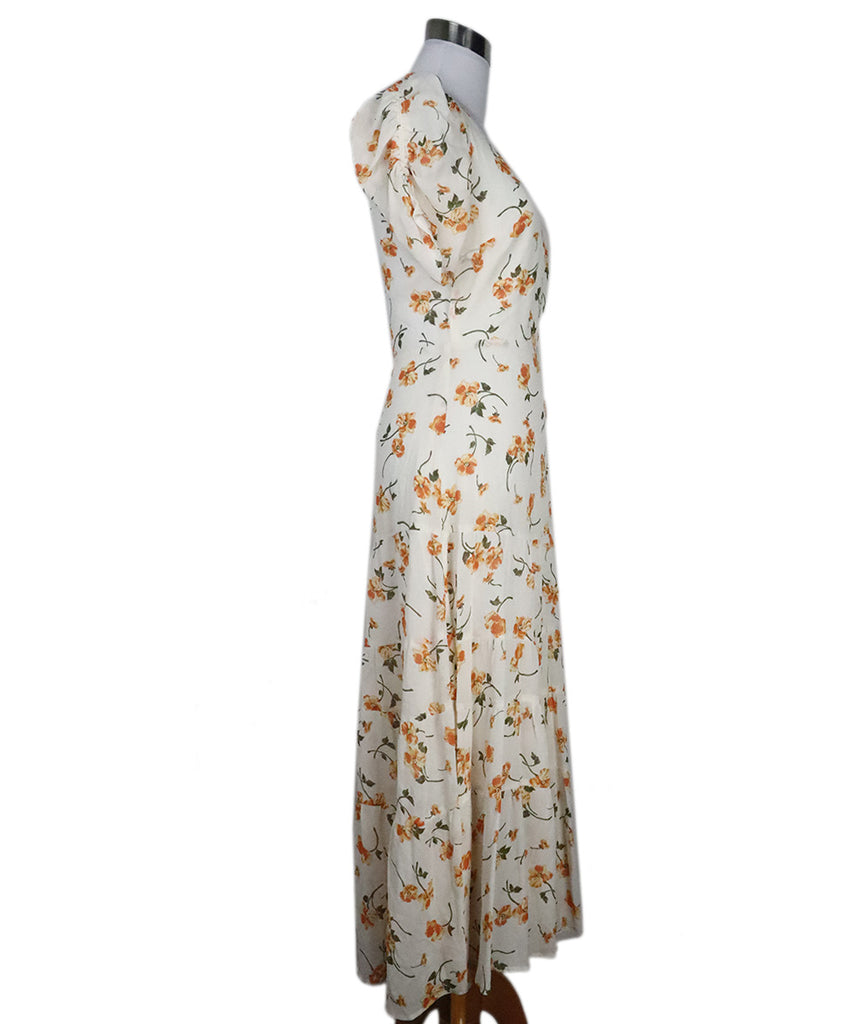 Reformation White & Orange Floral Print Dress 1