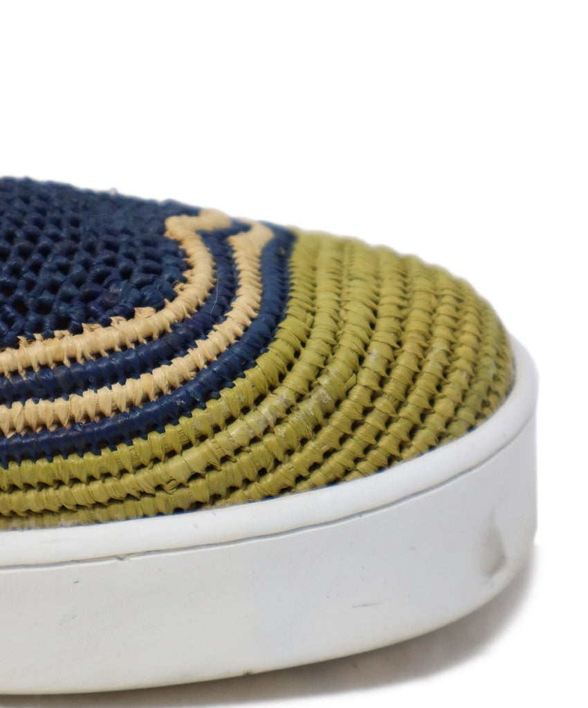 Robert Clergerie Navy & Beige Woven Raffia Sneakers 6