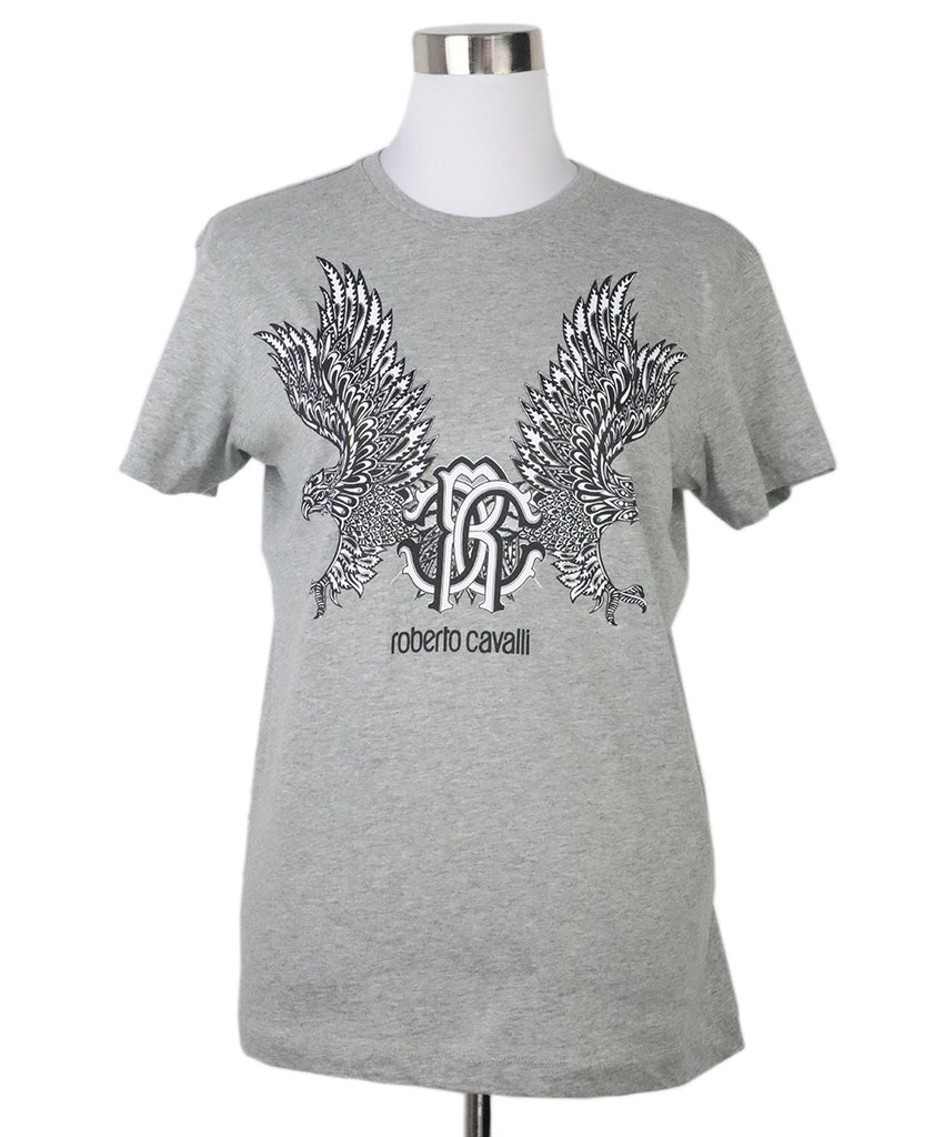 Roberto Cavalli Grey & Black Print T-Shirt 