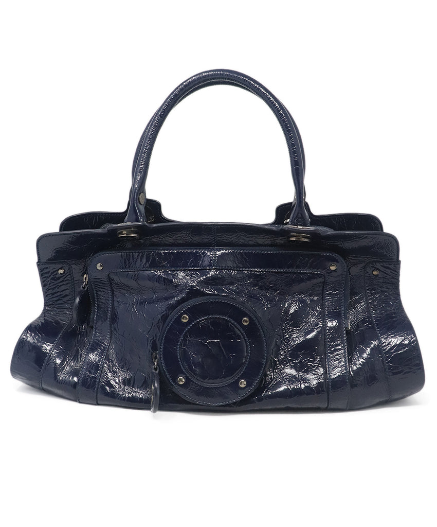 Roger Vivier Navy Patent Leather Tote 