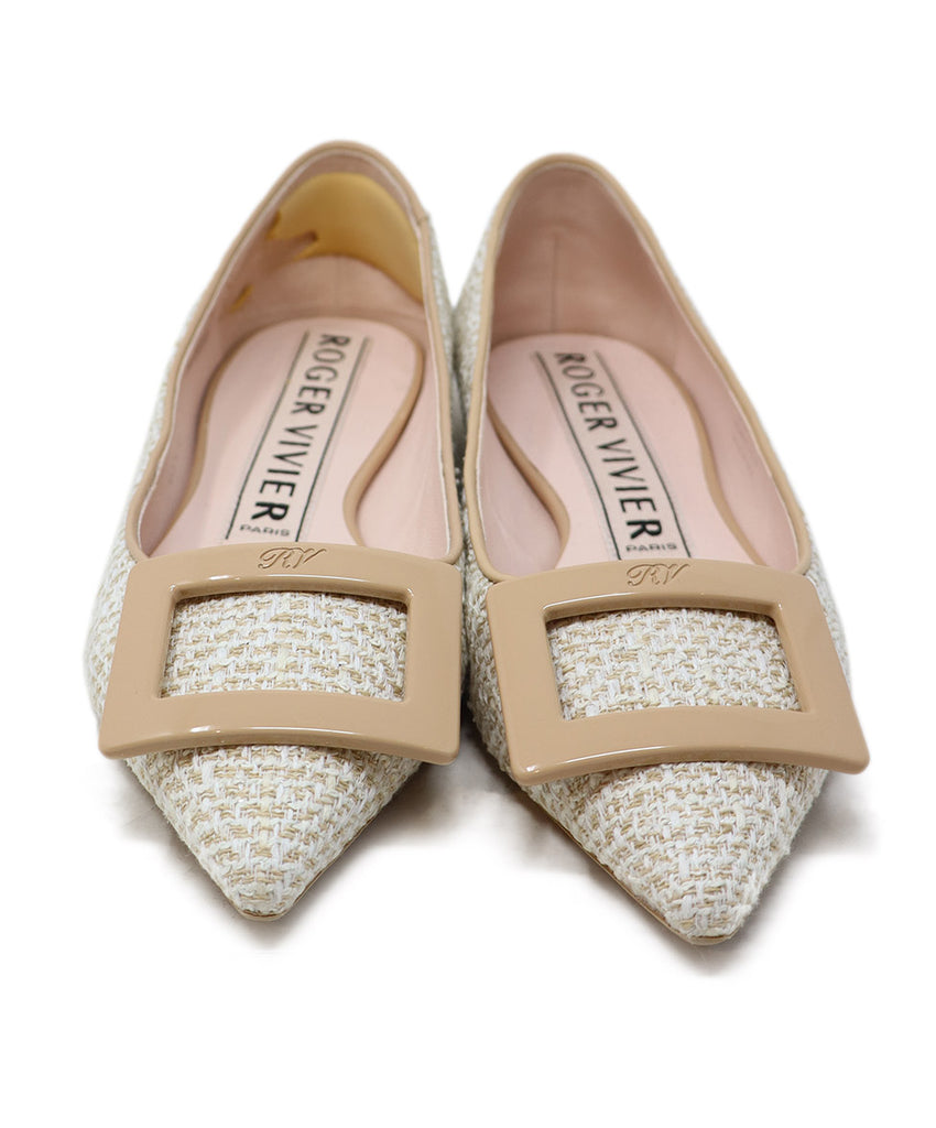 Roger Vivier Neutral Tweed Flats 3