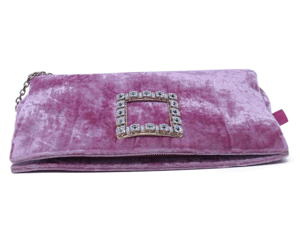 Roger Vivier Pink Velvet Rhinestone Clutch 4