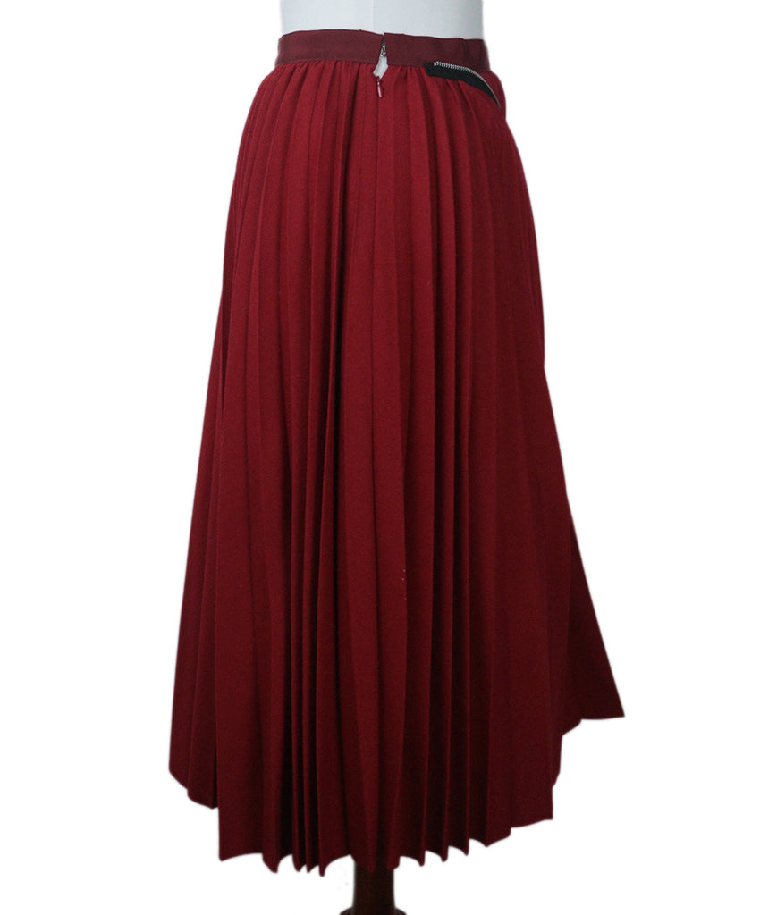 Sacai Red Pleated Wool Skirt 1