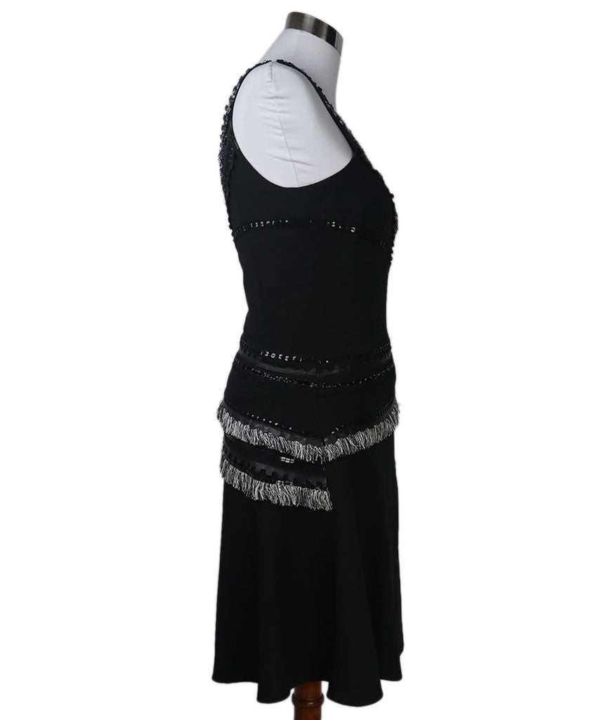 Sachin & Babi Black Leather Fringe & Sequin Dress 1