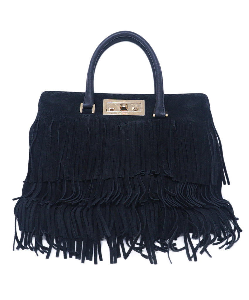 Saint Laurent Black Suede Fringe Tote 