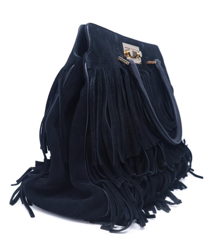 Saint Laurent Black Suede Fringe Tote 1