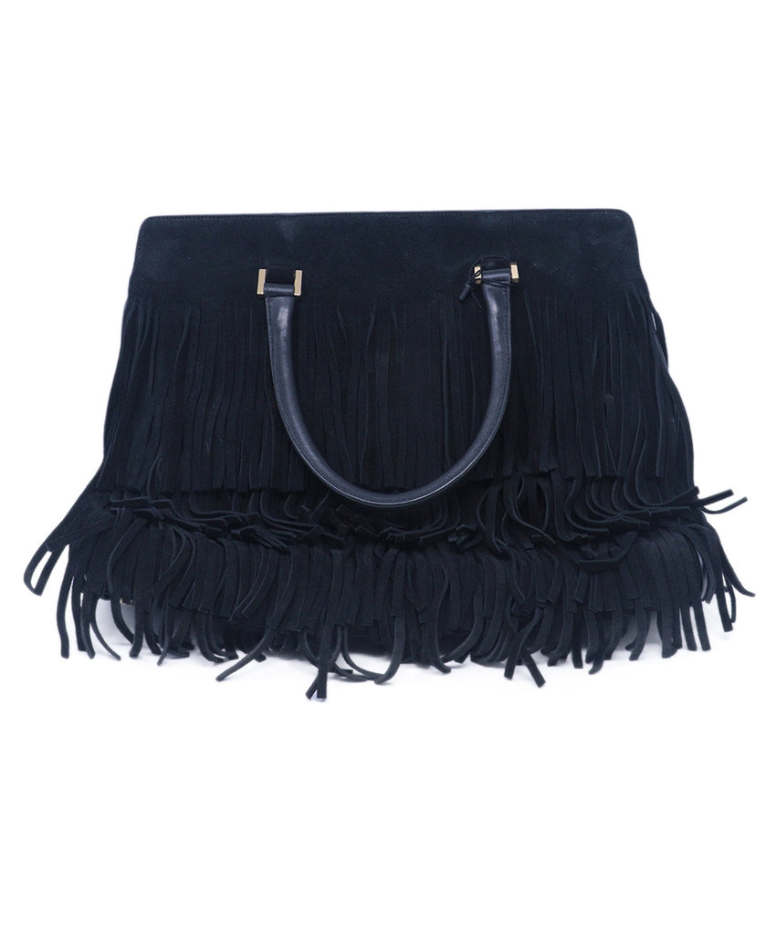 Saint Laurent Black Suede Fringe Tote 2